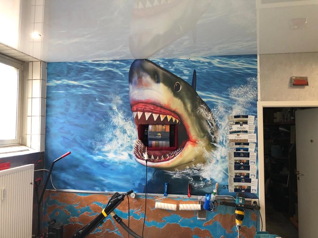 3D Fußboden mit Haimotiv